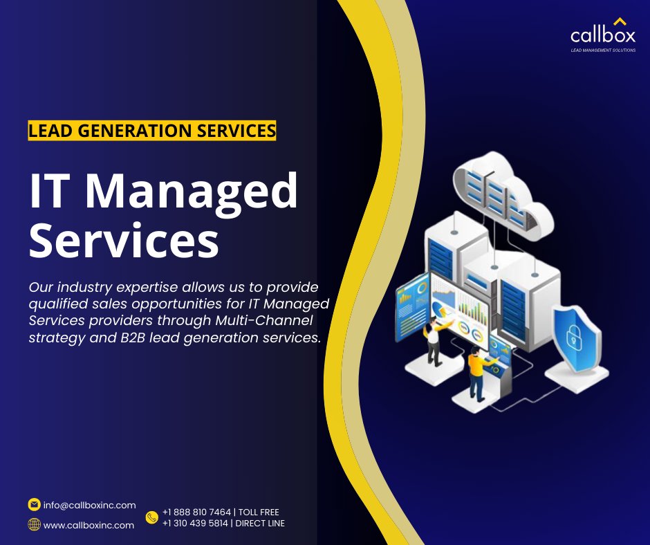 AlisonGWilliams's tweet image. Aiming to generate new sales and boost your IT-managed business?

Learn how Callbox can help #ITmanaged services companies by implementing extensive lead generation services. Delivering effective #MSP #leadgeneration sales opportunities.

Talk to us!
bit.ly/it-msp-lead-ge…