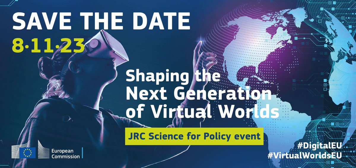 Michele Vespe (@m_vespe) on Twitter photo Our first #VirtualWorldsEU event will address the challenges and implications of researching on this new paradigm.
🗓️ Join us online next 8 Nov at the Next Generation of Virtual Worlds - <a href="/EU_ScienceHub/">EU_ScienceHub</a> Science for Policy Event.
👉 More information: europa.eu/!fGtpQV Our first #VirtualWorldsEU event will address the challenges and implications of researching on this new paradigm.
🗓️ Join us online next 8 Nov at the Next Generation of Virtual Worlds - <a href="/EU_ScienceHub/">EU_ScienceHub</a> Science for Policy Event.
👉 More information: europa.eu/!fGtpQV