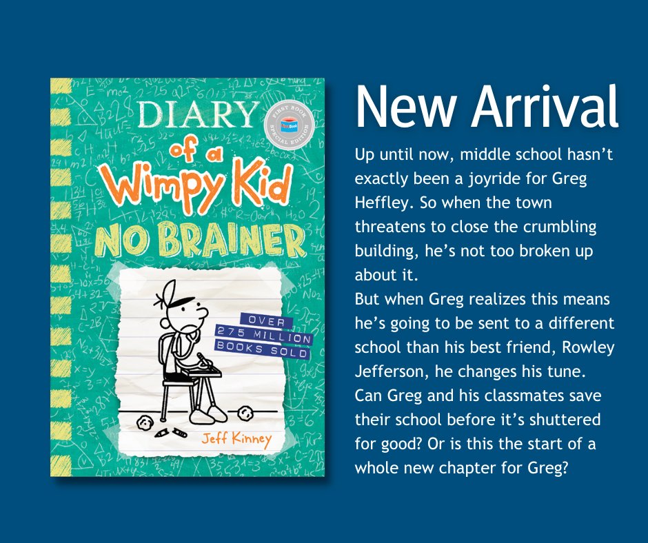 Happy book birthday to the Diary of a Wimpy Kid series by @wimpykid! The 18th installment, No Brainer, is now available on the @FirstBookMarket! Stretch your dollars by ordering the Special Edition paperback—available exclusively to First Book members. - bit.ly/3FwpfV0