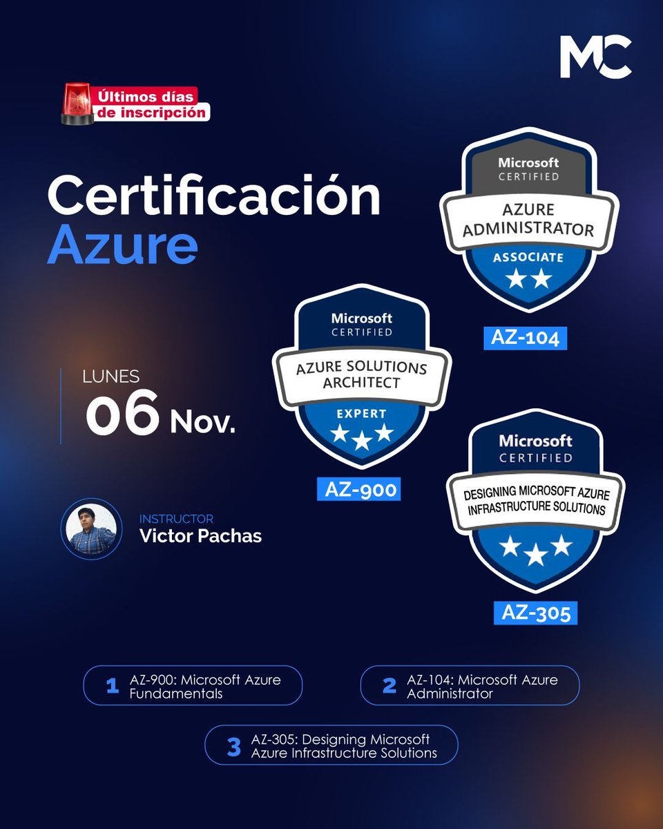 mitocode's tweet photo. ¡Hey coder! 🙋🏻 🙋🏻♂️. Conoce las diferencias entre Azure vs AWS👩🏻💻👨🏻💻. Y tú ¿Cuál preferirías? 👀
✅ Certificación Azure
📆 Inicio: 06 de Noviembre
📲 https://t.co/U2mChGl1yN
.
#mitocode #programador #programacion #tecnologia #azure #microsofazure #azurefundamentals #azurearchitect https://t.co/z40o7MNuKm