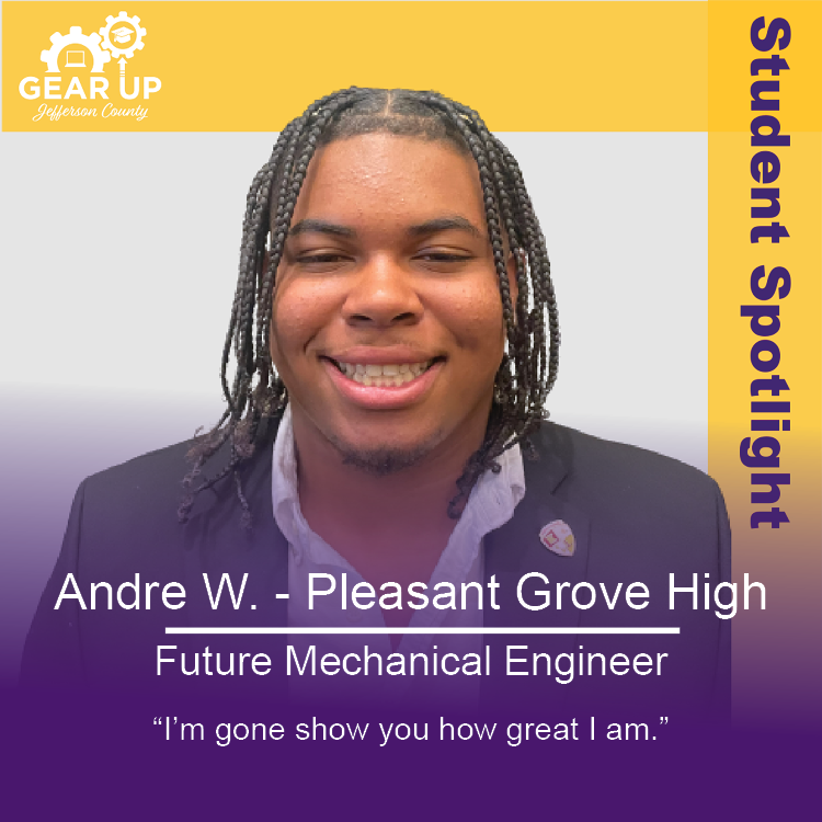 GEARUPJC's tweet photo. This week's #StudentSpotlights are Andre W. from Pleasant Grove High and Layla H. from Shades Valley High School!✨ #GEARUPJeffersonCounty #GEARUPWorks https://t.co/IUEZi9Gpqb