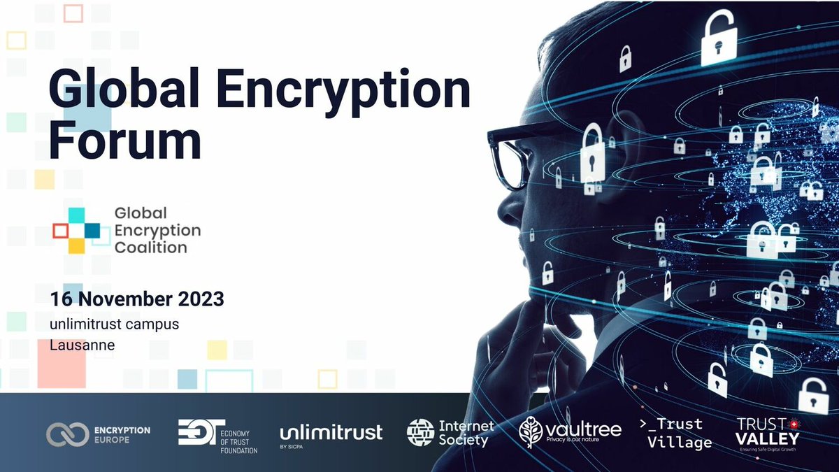 📣 Join us on November 16th at the Unlimitrust Campus in Prilly, for Global Encryption Forum! 🌐 Learn more and register NOW: bit.ly/3ZZc5co #TrustValleyCH #digitalTrust #cybersecurity cc @lennig @unlimitrust