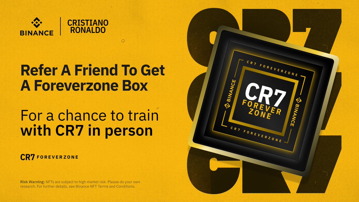 Refer your friends to #Binance to each claim a free CR7 ForeverZone Box, containing a range of exclusive prizes.

The grand prize: one free trip to train with the GOAT himself.

Start here ➡️ binance.com/en/activity/cr…
