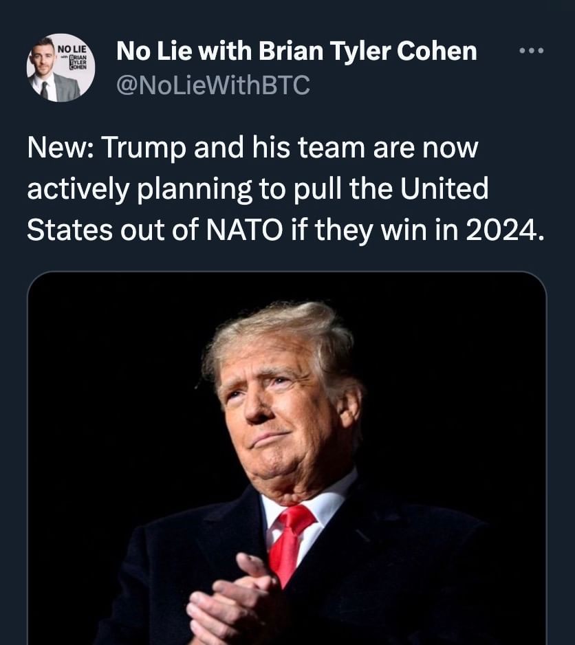 @jerrieskid Donald Trump has plans to withdraw the U.S. from NATO if reelected. A spokesperson for the Biden Campaign said the only person Trump 'cares about is himself.' Lock him up!