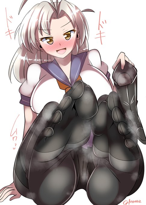 「衣笠さんの足裏、あんまり嗅いでると踏みつけちゃうぞー?///」   ムレムレ黒タイツガッサさん(ˇωˇ)進水日おめでとう!(連続1327日目   #艦これ版真剣お絵描き60分一本勝負_20231024 #艦これ版深夜の真剣お絵描き60分一本勝負 #めび環んどろ #10000日チャレンジ 