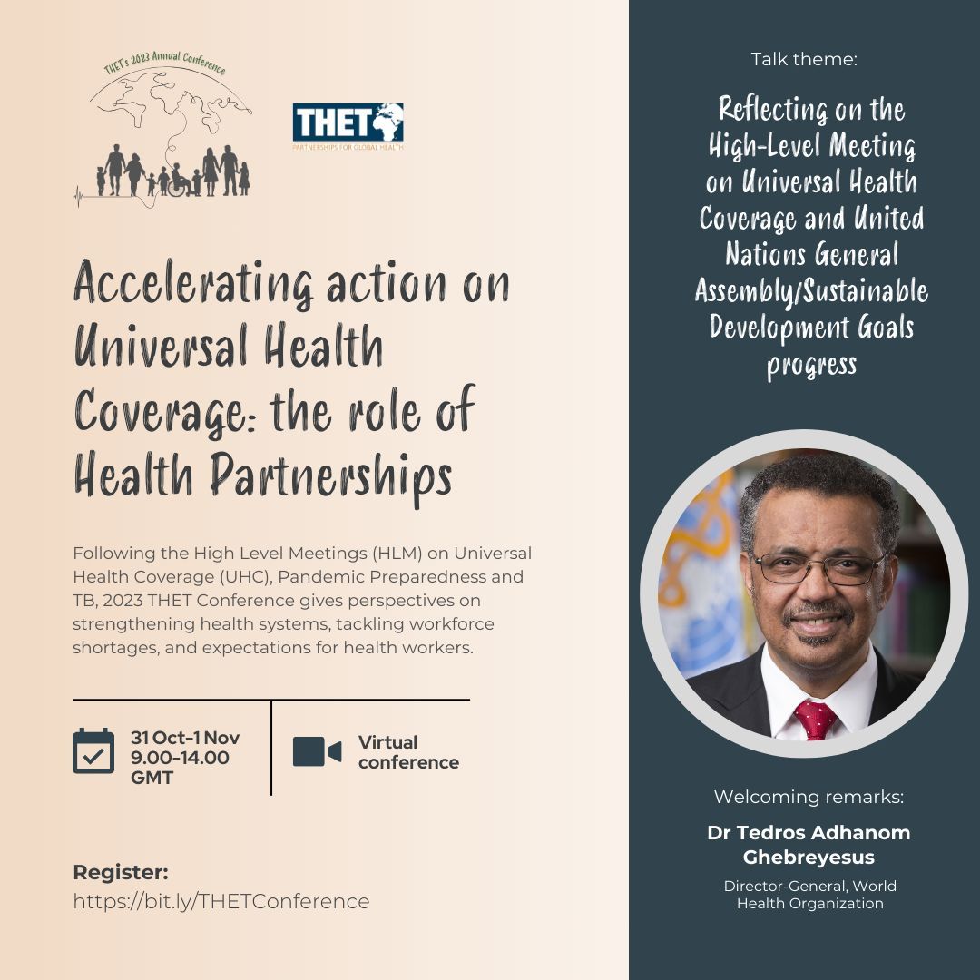 ✨ Honoured to have @DrTedros, Director-General of @WHO, delivering welcoming remarks at #THETConf 2023! His global leadership on health access and equity aligns closely with our mission. Don't miss his insights. 

Register now 👉 buff.ly/3PbDpiM