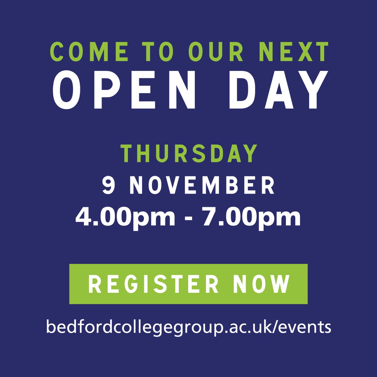 Take control of your future. Find your course for September 2024 at our next Open Event. 🗓️ Thursday 9th November 2023 🕐 4pm - 7pm 📍 Main campus, Dunstable Register today at: loom.ly/AbdNSCU