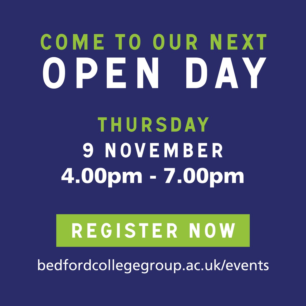Take control of your future. Find your course for September 2024 at our next Open Event. 

🗓️ Thursday 9th November 2023
🕐 4pm - 7pm
📍 Main campus, Dunstable 

Register today at: loom.ly/AbdNSCU