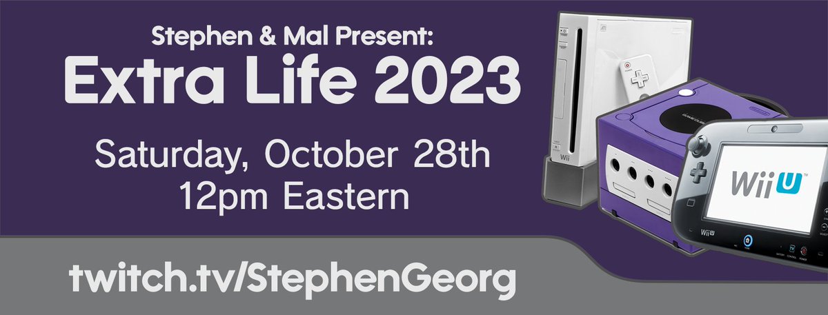 Stephen_Georg's tweet image. Streams this week will be light as we prepare for Extra Life on Saturday!

Streams:
Thurs @ 9am ET - Breakfast Stream
Fri @ ~8pm ET - Extra Life Test Stream
Sat @ 12pm ET - Extra Life 2023

No Pikmin, no MalMakes, no Starfield this week.

Extra Life: extra-life.org/participant/st…