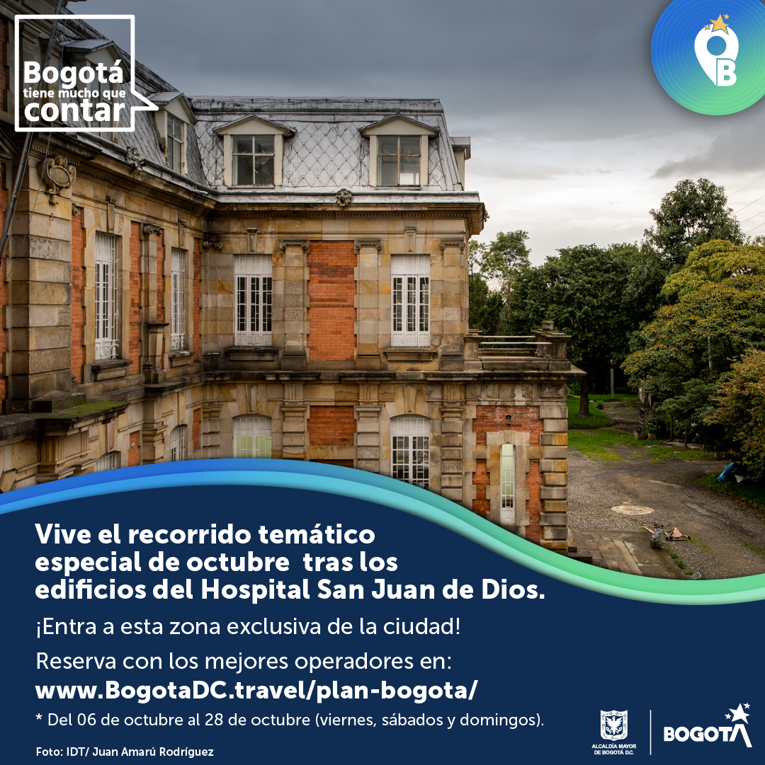 Bogota_Turismo's tweet photo. #IDTInforma I ¿Quieres descubrir la enigmática historia del Hospital San Juan de Dios? 🏥
Enamórate de estos relatos, asistiendo a los recorridos temáticos en este Complejo Hospitalario.
🔗 Conoce las tarifas y los mejores precios en: https://t.co/yDf92Hs0r9 https://t.co/9iFFJGcn15