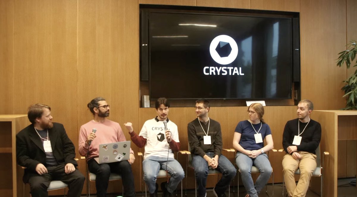 The really awaited panel discussion for CrystalConf 2023 is in progress with some of our core team members taking onto interesting community questions. Really absorbing to learn the plans and envision how the language would shape. Go Crystalists🤩! #CrystalLang #CrystalConf