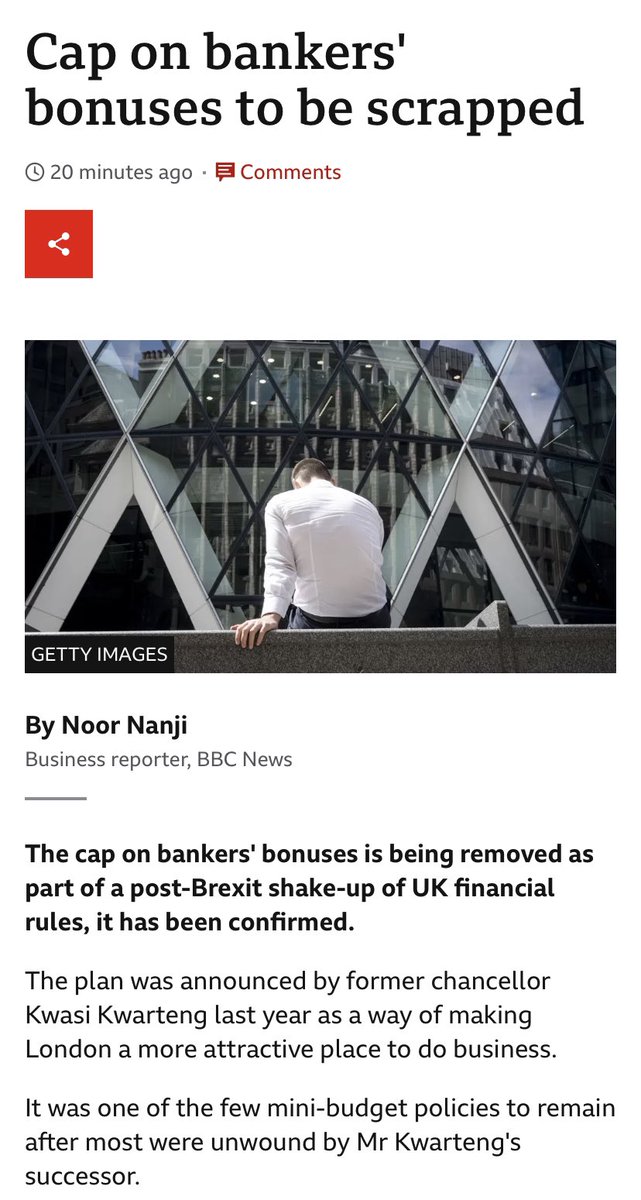 So on the day that new figures show a million British children are now living in destitution, Rishi Sunak announces... a massive windfall for bankers