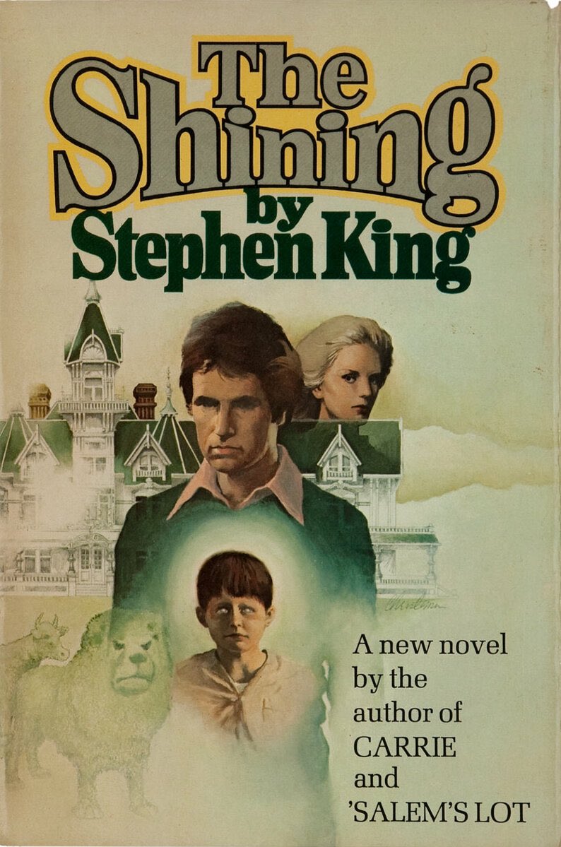 The Shinning is a 1977 novel by famed horror writer Stephen King. The novel tells the story of the Torrance family as they take up residence at the isolated Overlook Hotel. 1/3