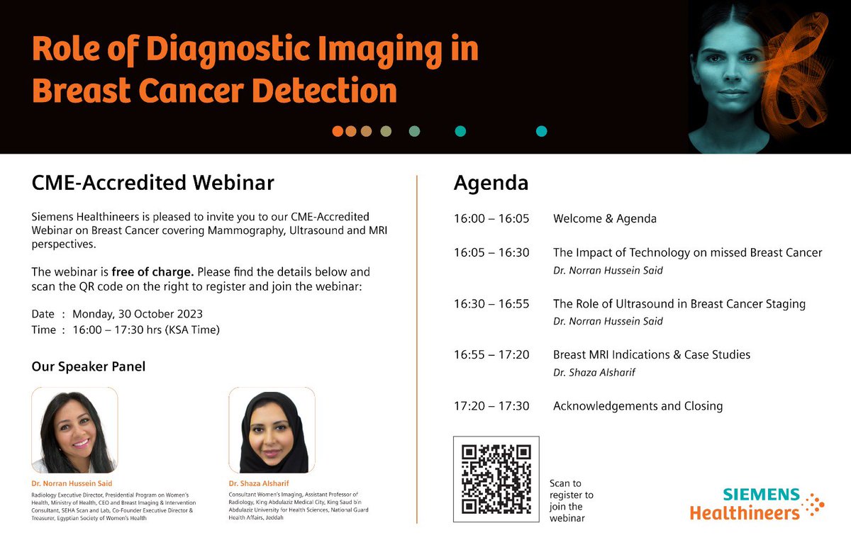 shaza_alsharif's tweet photo. 📢 Join us online on Oct 30, 2023, for a scientific symposium on the role of #diagnostic_imaging in #breast #cancer_detection. https://t.co/RvUSOMF6D3