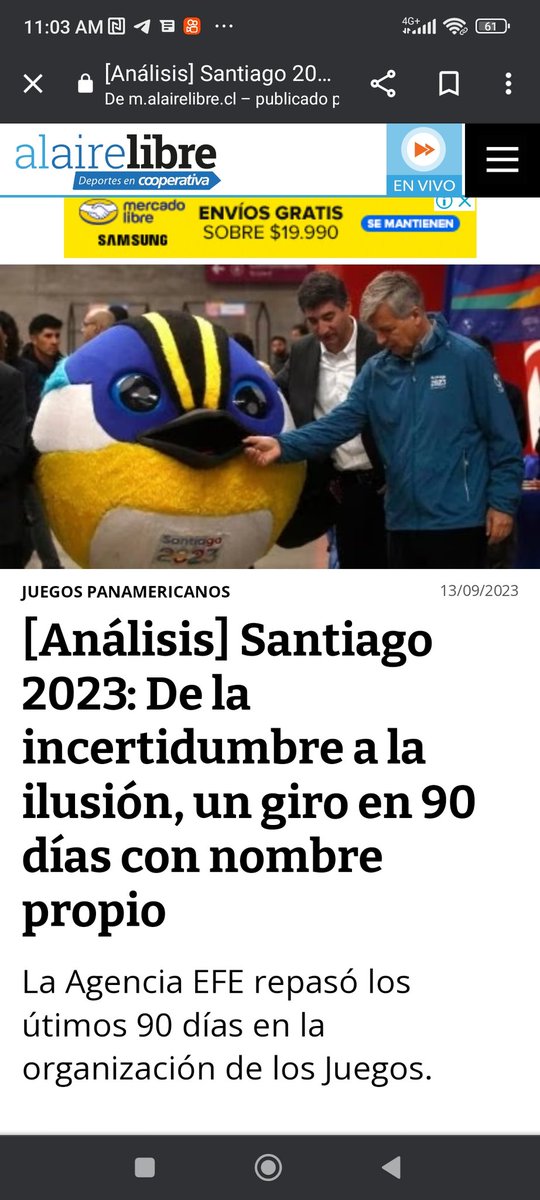 QColoradac's tweet photo. Muchos diciendo que gracias a piñera hoy tenemos juegos panamericanos , bueno les recuerdo que los juegos se aprobaron en el gobierno de Michel Bachelet  y en los 4 años de  Piñera no se hizo prácticamente nada y a este gobierno se le entregaron las obras solo con un 20% de avance .
Los cuestionados contratos irregulares de la ministra Cecilia Pérez, pusieron en riesgo la no realización de estos juegos , llegando a tal punto que casi se pierde está oportunidad para chile .
Contra todo pronóstico  , medios en contra y una derecha esperando el fracaso , hoy los panamericanos son un hecho y dejo a chile mirando hacia los juegos olímpicos a un nivel jamás pensado