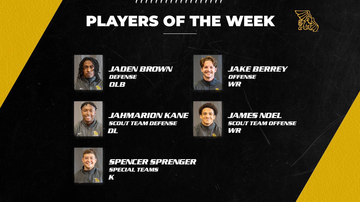 MWSU_Football's tweet photo. If you see these guys be sure to congratulate them! 
#A10Mentality #OurCity🦅🦁 https://t.co/vIlhgbNuUx