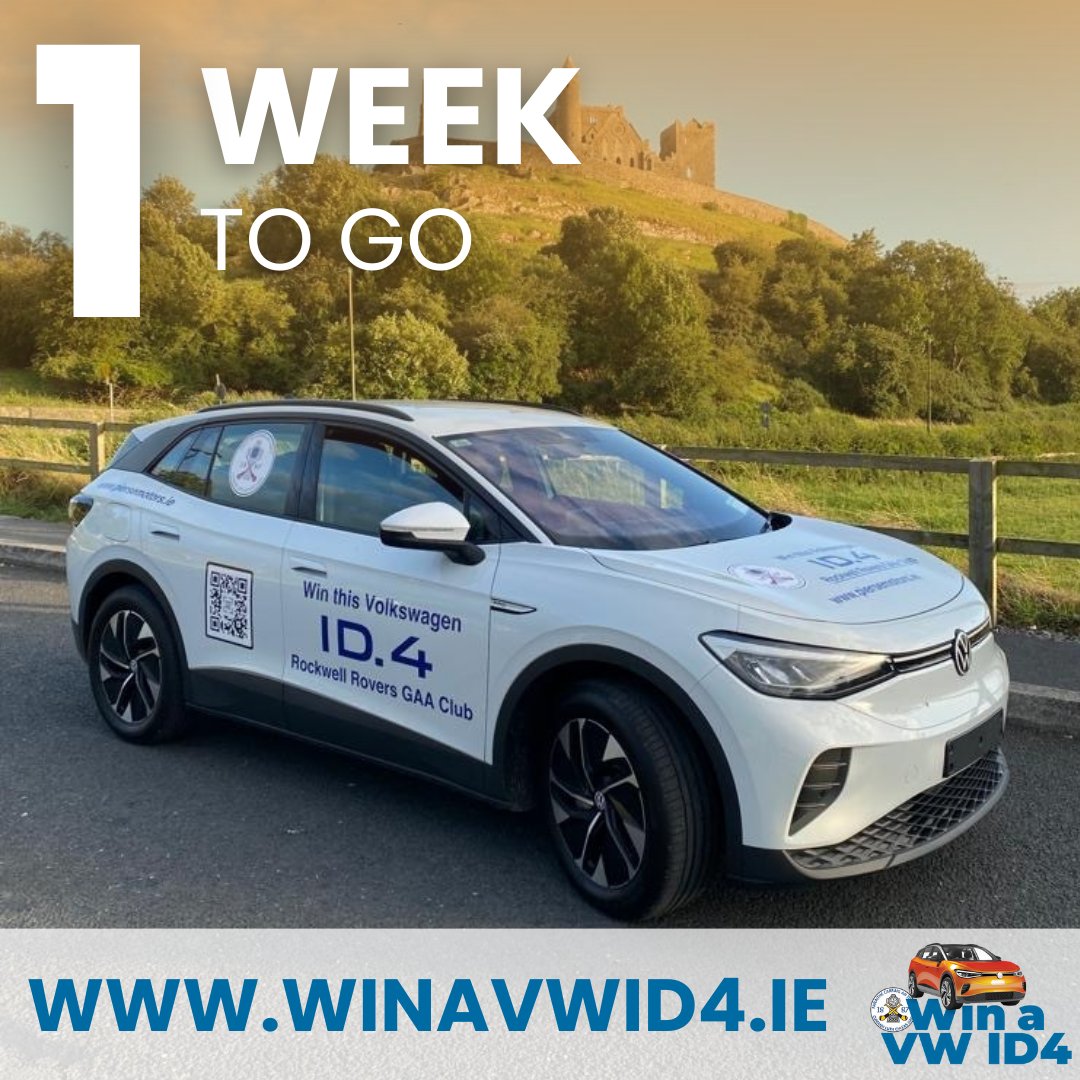 WinAVWID4's tweet photo. 📣 1 WEEK TO GO 📣

The end is in sight... our draw takes place in just 7 days time! One lucky person will win a brand new VW ID4 in our @RockwellRovers #WinAVWID4 fundraiser 🤩

Get a ticket by Tuesday, 31st October, to be in with a chance of winning 🎫➡ https://t.co/7qOydne4xC https://t.co/RnchJMrbKO