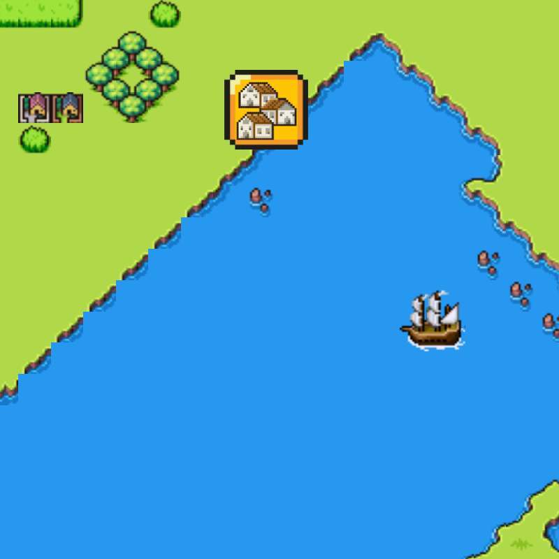 ExploraO's tweet image. For the closed alpha, Ports will be distinguished with a purple icon and castle, and villages are yellow icons with 3 huts on it.

Ports are where you sell items, win prizes, recruit manpower.

Villages are where you land to look for rare discoveries and items.

#indiegame $azero