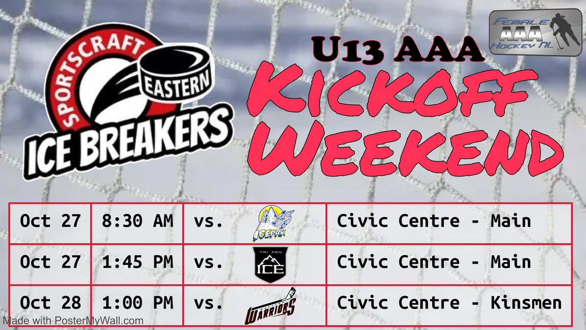u13icebreakers's tweet photo. We’re finally hitting the road this weekend for the U13AAA Kickoff Tournament in Corner Brook. We’re so excited and can’t wait to go! #LetsGoIceBreakers https://t.co/nFxtbs9BNs