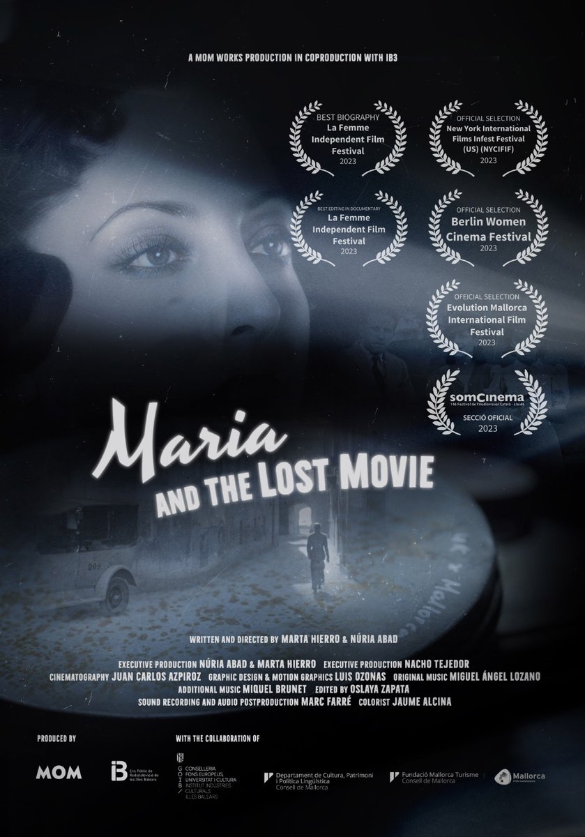 🏆 Molt contentes del triple reconeixement de La Femme Independent Film Festival a la nostra feina!

🎞 "Maria i la pel·lícula oblidada", 

millor biografia i millor edició de documental

🎞 "Maria i el Myotragus", millor animació

<a href="/IB3/">IB3</a> <a href="/ICIB_Cultura/">ICIB</a>
<a href="/FECYT_Ciencia/">FECYT</a> <a href="/ConselldeMca/">Consell de Mallorca</a>