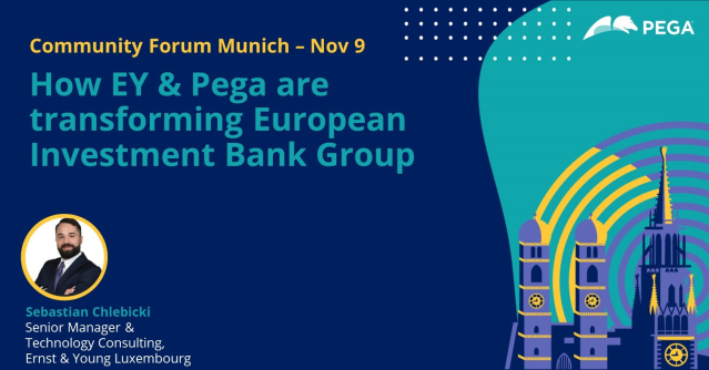 SPSPEGA's tweet photo. Join us for an inside look at how EY is transforming the European Investment Bank. Discover how they're addressing compliance challenges and streamlining internal processes to improve efficiency. #DigitalTransformation #compliance #pegaforumunich23 https://t.co/rWonkRF85S https://t.co/bmZFukh8tX