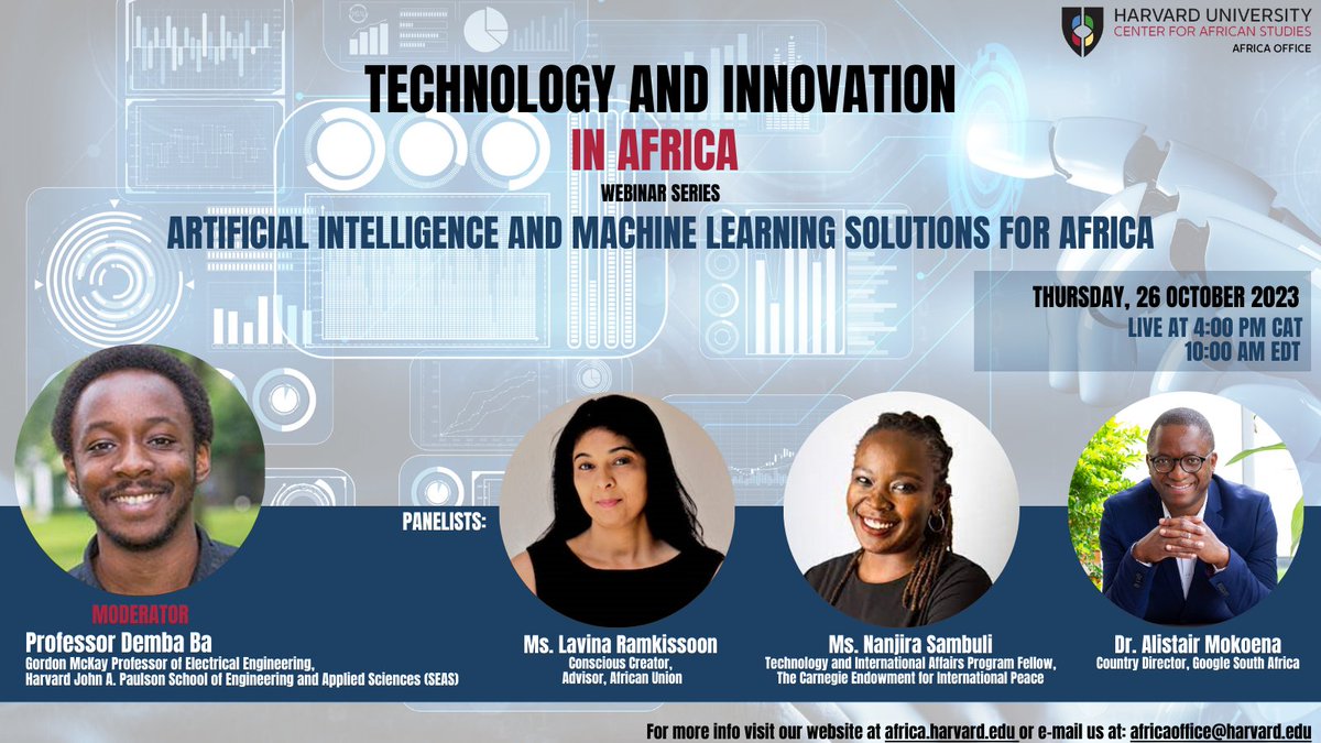 Join us this Thursday 10/26 at 10am ET/4pm CAT for the first installment of our Technology and Innovation in Africa Webinar Series! Learn more and REGISTER: tinyurl.com/5dz4pr25