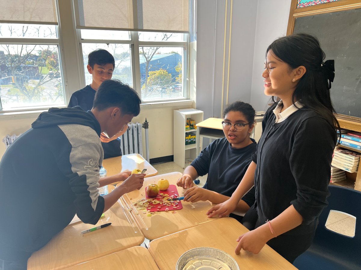 Yearly tradition continues as my class made apple crumble yesterday. Of course they had to use a scale factor to reduce a recipe calling for 6 apples into one for 4 apples. #mathiseverywhere
<a href="/StLawrenceCS/">St. Lawrence CS</a> <a href="/TCDSB/">Toronto Catholic District School Board</a>