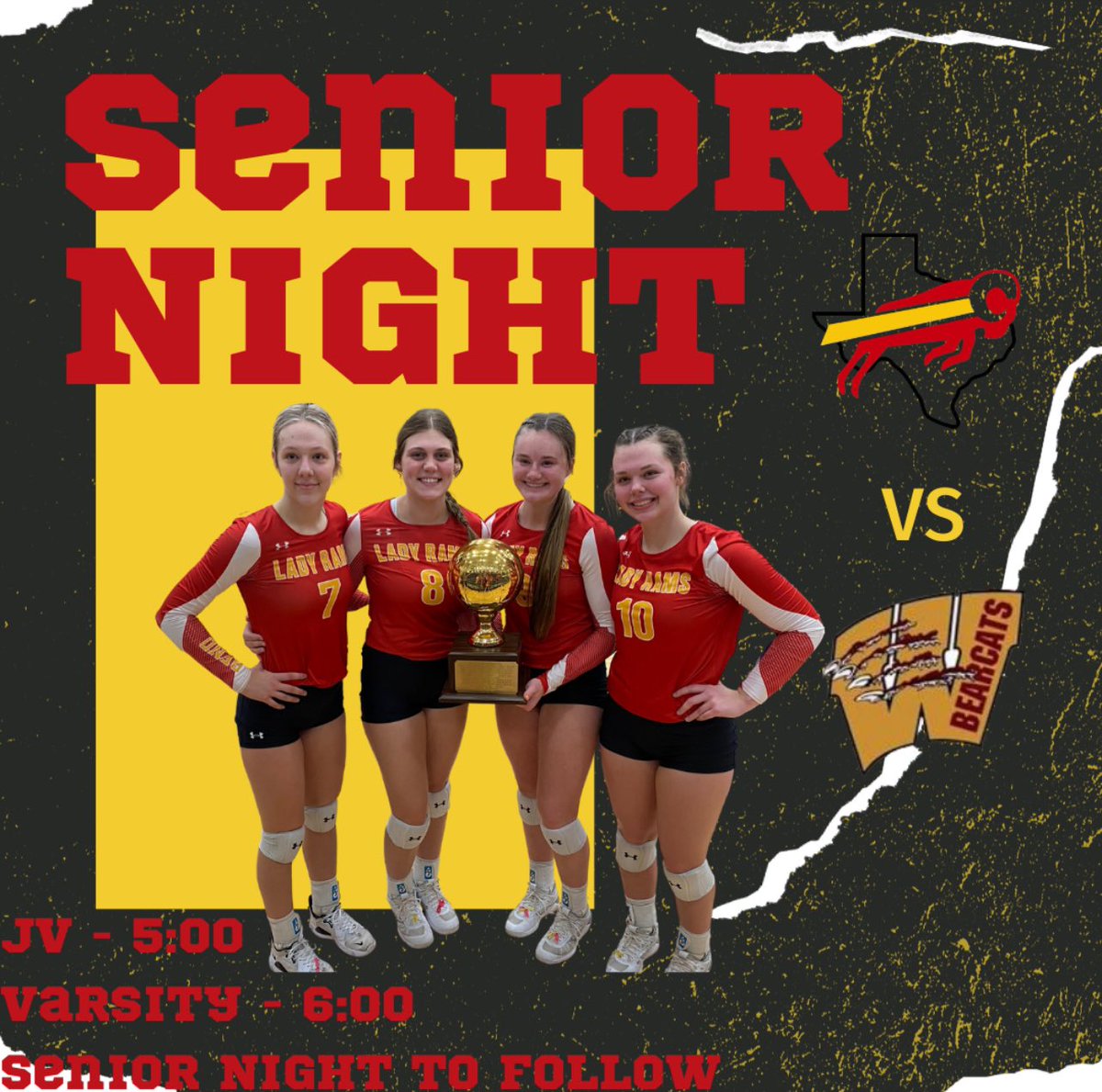 Ending the regular season at home and recognizing these 4 amazing athletes! Come out and support! 💛❤️#FAM1LY
