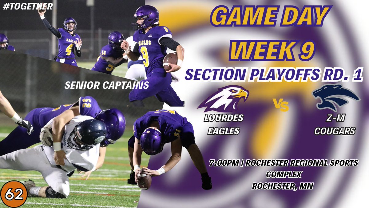 Game Day!! Section playoff football is here! The Eagles are home taking on the Z-M Cougars in the first round! Kick off at 7PM! #TOGETHER