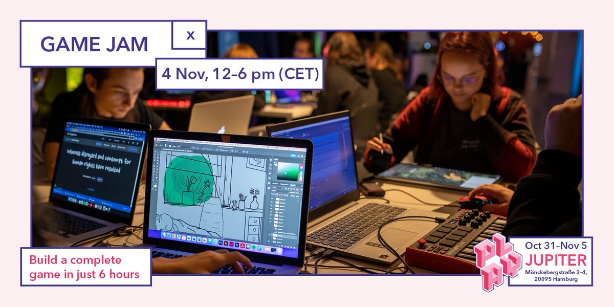 Build a complete game in just 6 hours? Sure you can! Come to JUPITER on 4 November at 12 noon. The theme will be announced on site, then teams will be put together and off we go!  See you at #PLAY23!
 
playfestival.de/program.html