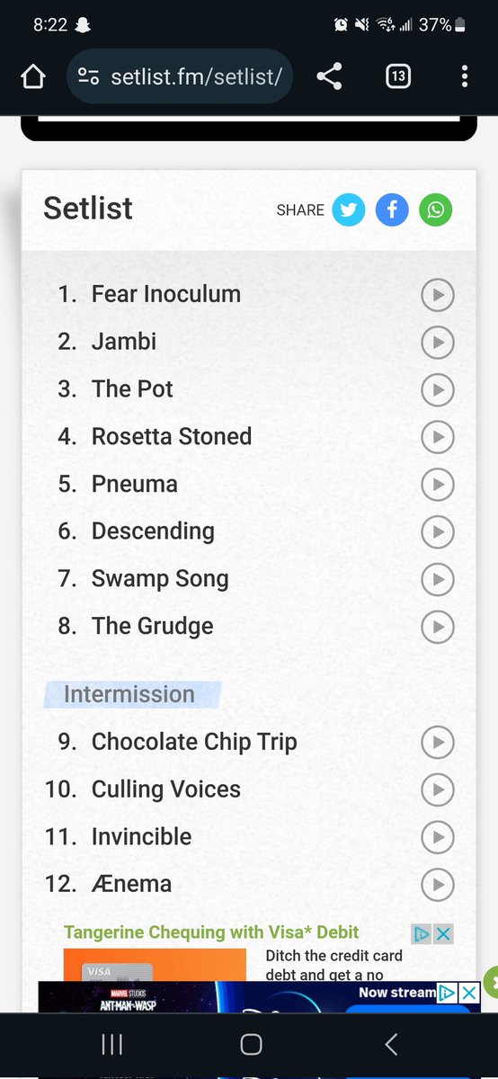 FerhanKhan_33's tweet image. Last night&apos;s Tool setlist from Vancouver.  See you guys tomorrow night. 
#Tool2023🇨🇦