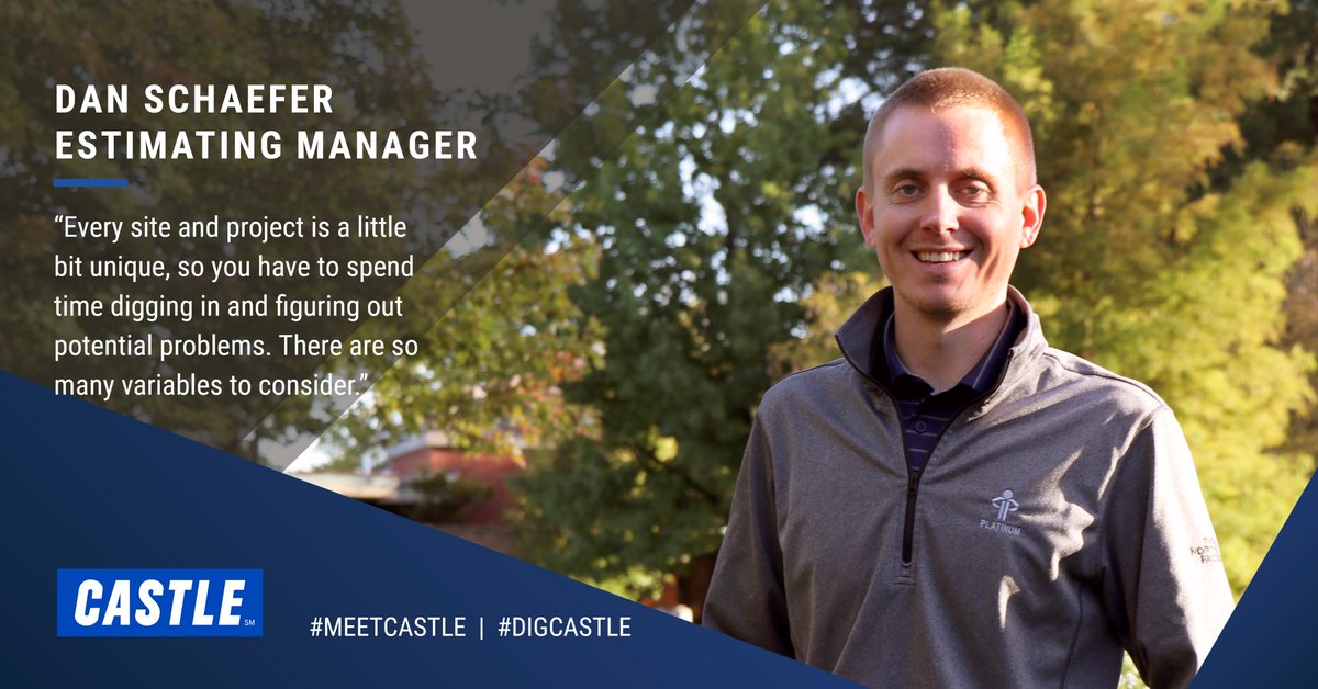 Castle Estimating Manager Dan Schaefer specializes in converting project opportunities to full-fledged Castle jobs. He’s completed detailed estimates for dozens of jobs, but never follows a cookie-cutter formula. Meet him: digcastle.com/insights/many-… #MeetCastle #STLmade