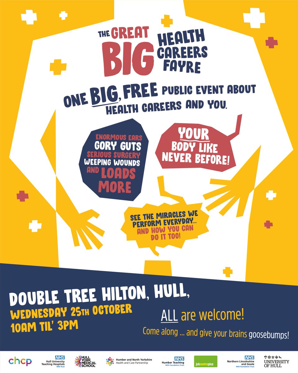 Interested in a career in the NHS? Want to know what it entails to become a brain surgeon or how a pathologist can extract DNA and test samples? Come along to our FREE Great Big Health Careers Fayre tomorrow, 10:00-3:00pm to find out more.