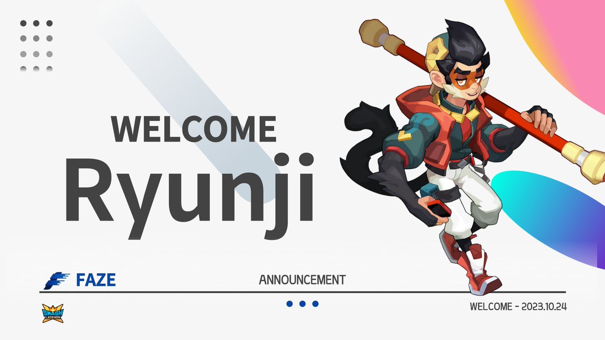 SL_FAZE's tweet photo. [Announcement]

국내 스매시 레전드의 양대 산맥, BQI에 소속되어 있었던 'Ryunji' 선수가 FAZE에 합류하게 되었습니다! 언제나 좋은 모습을 보여주는 'Ryunji' 선수의 가입을 축하드리며 FAZE에서도 좋은 플레이로 보답해주길 기대합니다.

#FAZEWIN https://t.co/DsNR8LViST