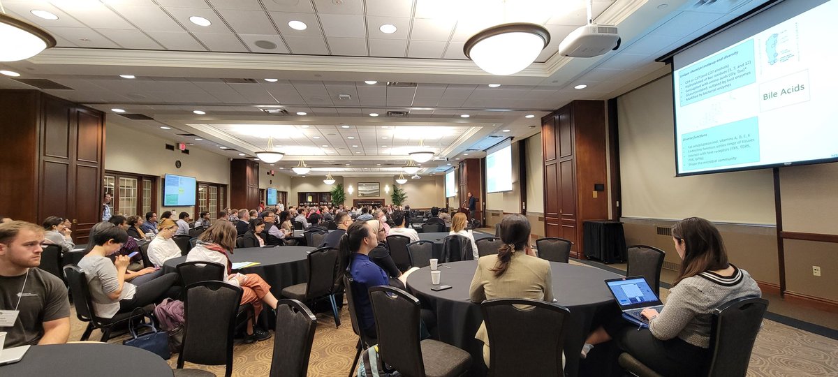 goncalogouveia3's tweet image. 1st plenary talk of #Mana2023! Great talk from Andrew Patterson,
Pen State Uni on bile acids conjugation with a.a. and the complex reactions triggered by  both the host and it&apos;s microbiome. What a great journey from metabolomics to classical biochem experiments and so much more!