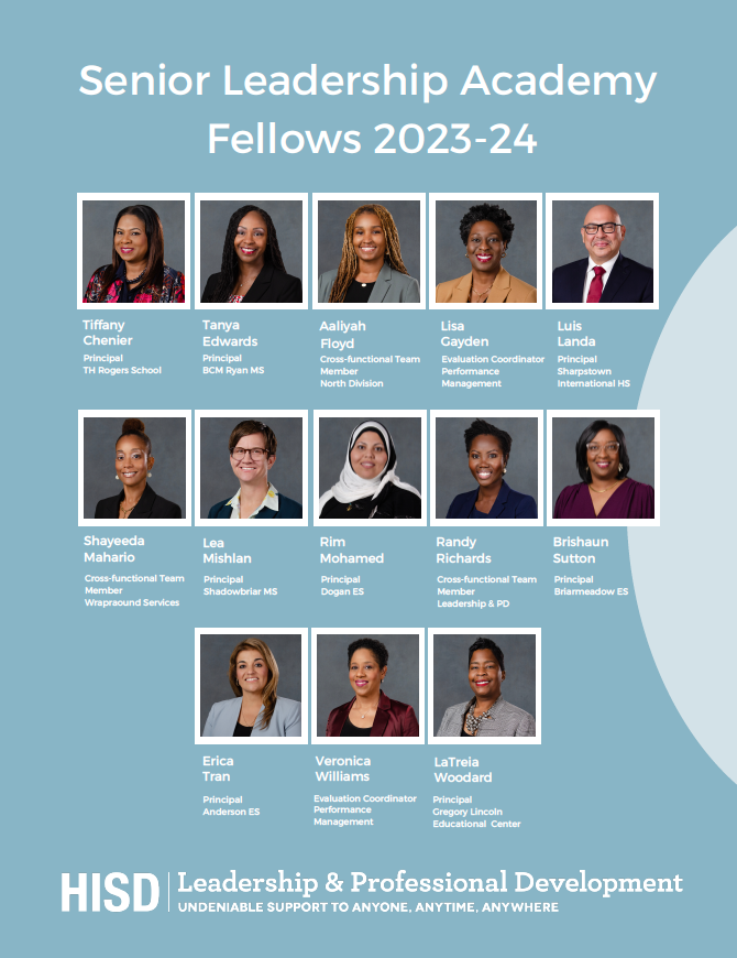 HISD_SLA's tweet photo. 🎉📢 Introducing the 2023-24 Inaugural Class of  @HISD_LPD Senior Leadership Academy Fellows! They have begun their journey to #LevelUp Executive Leadership for @TeamHISD!

We invite you to follow along on our @HoustonISD leadership journey this year! https://t.co/IQ18BEaynP