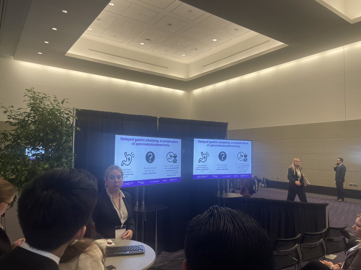 Wonderful presentation by @CValukas on risk factors for isolated vs secondary DGE after Whipple procedures!

<a href="/NQUIRES1/">NQUIRES</a> <a href="/NMSurgery/">Northwestern Surgery</a> #ACSCC23