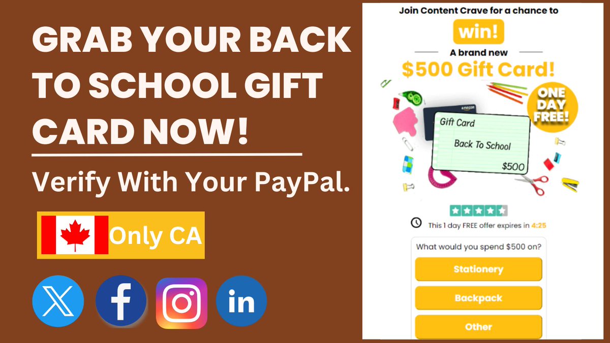 ecuponcode's tweet image. Grab Your Back To School Gift Card Now!💖
Verify with your PayPal.👇
👉tinyurl.com/yfk2ubr8