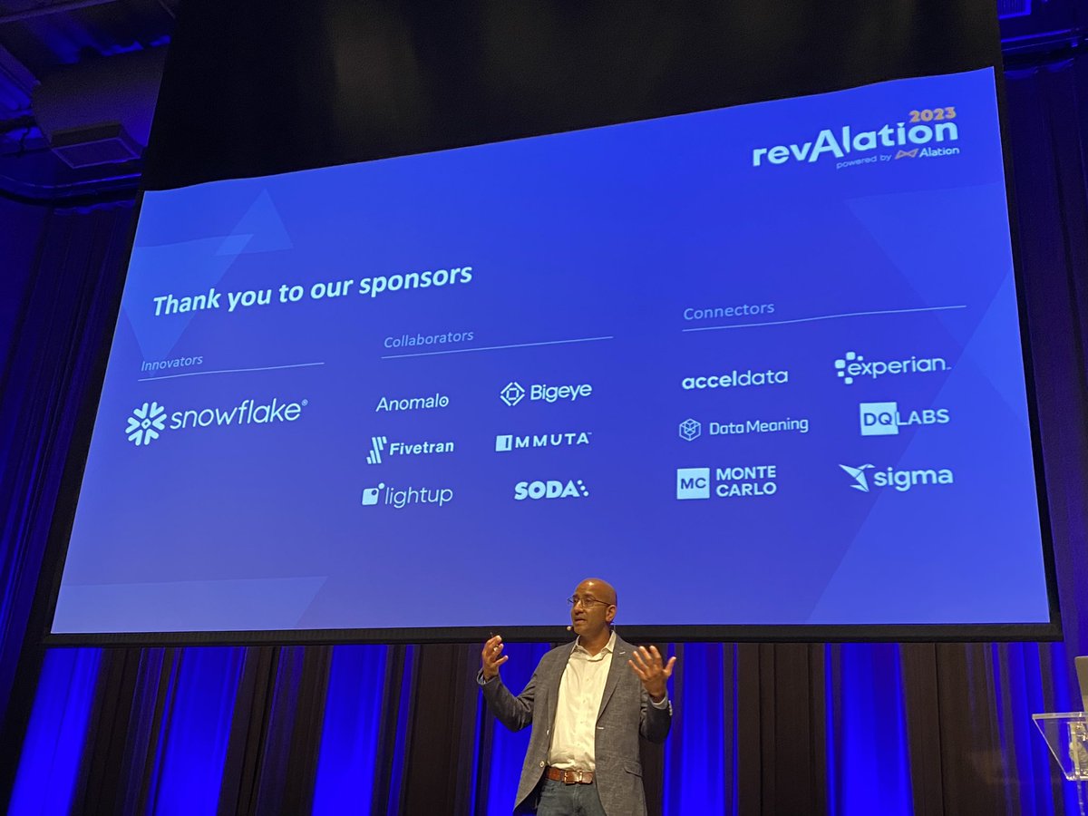 Opening the #revAlation23 keynote highlighting community and partnerships @satyx shows @Alation is part of an ecosystem