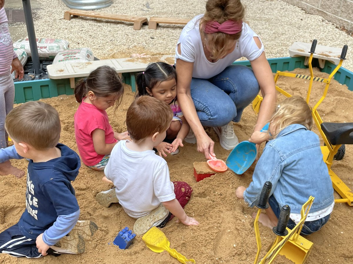 Sandcastle making lessons with Ms C. Wet sand is awesome. #GHEplay #GHEprek3