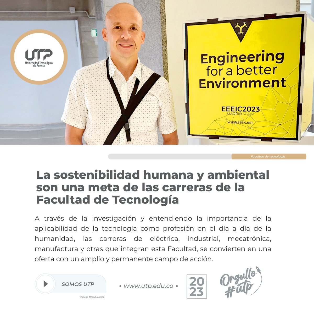 UTPereira's tweet photo. Nuestra @Facultad de Tecnología UTP trabaja fuertemente en la sostenibilidad humana y ambiental. Lee la nota completa en #CampusInforma
https://t.co/TPUXJ1Ow0P https://t.co/7OUmYEX5lY
