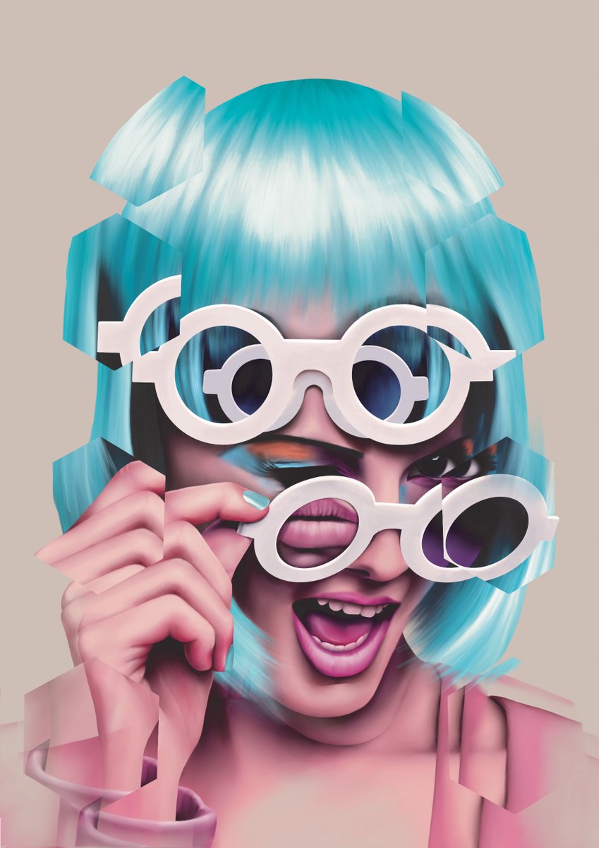 Vermilion_Art's tweet photo. Introducing Wolf Blazar to the gallery! Striking compositions with bold colour palettes and combined with a unique artistic style which the artist calls ‘Double Hexposure’. 
Created through a process of an initial physical drawing which is then digitally painted stroke by stroke. https://t.co/Q3a7QvkIuk