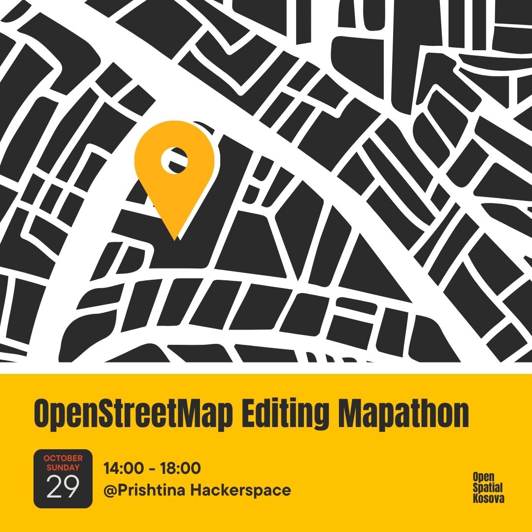 flosskosova's tweet image. 🗺️ Join us for an OpenStreetMap Editing Mapathon!

Calling  all mappers and geospatial enthusiasts in Kosovo to come together this  Saturday from 14:00 – 18:00 at @PRNHackerspace. 

Let’s map,  collaborate, and enjoy some food and drinks!

See you!📍

flossk.org/events/openstr…