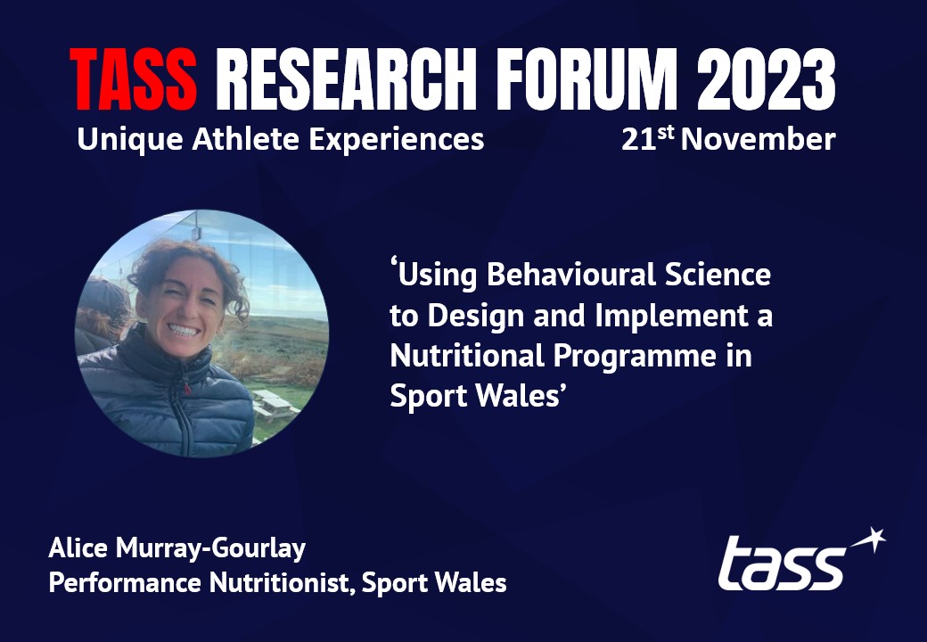 📢 The next speaker to be announced for the #TASSResearchForum is <a href="/MurrayGourlay_A/">Alice Murray-Gourlay</a> performance nutritionist <a href="/sportwales/">Sport Wales</a> 
Alice's session title is: ‘Using Behavioural Science to Design and Implement a Nutritional Programme in Sport Wales’​. More info: whova.com/portal/webapp/…