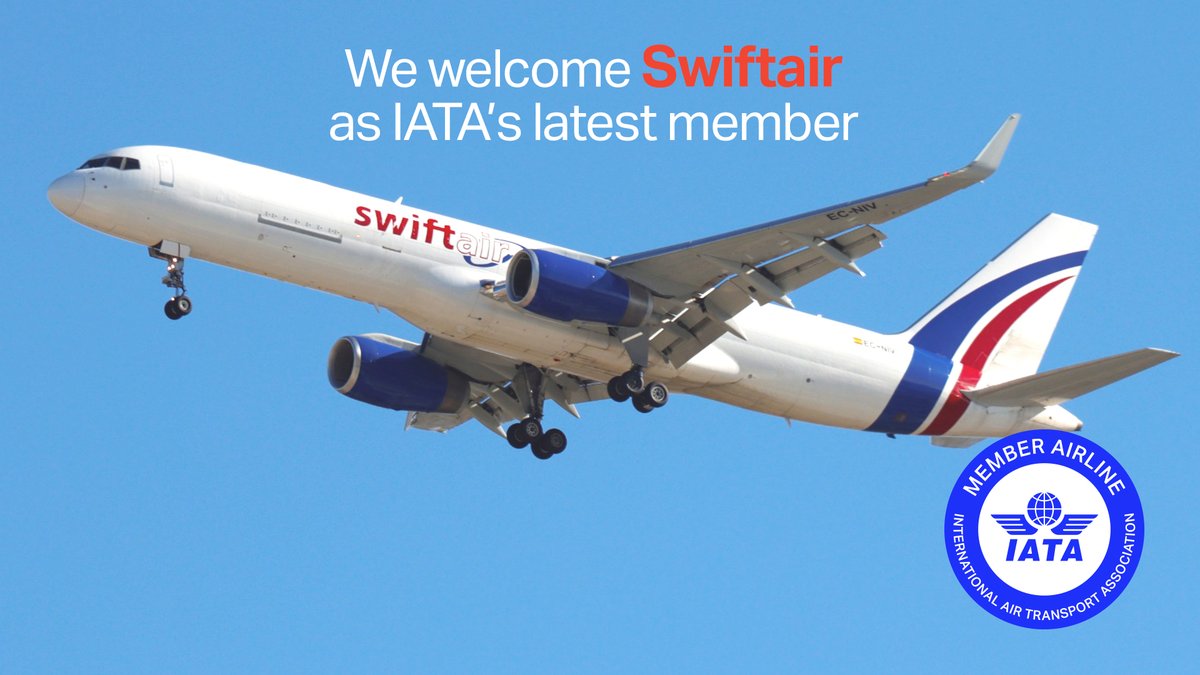 Congrats 👏 Swiftair for joining IATA's #airlinemembership!

Swiftair is currently one of the top 3️⃣ airlines in 🇪🇸 in terms of fleet size with 47 aircraft, operating scheduled cargo services & offering ACMI services to wider destinations. 

More 👉 bit.ly/3PvcEEL