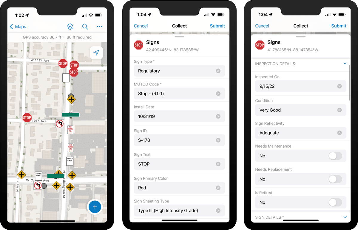 ArcGISApps's tweet image. Get started with a street sign management project today! Prepare your map in #FieldMapsDesigner, collect and inspect data in  #ArcGIS #FieldMaps, and visualize the data using the Sign Management solution.🛑📱🗺️

Learn how here: 
esri.social/z4ZW50PZRS3