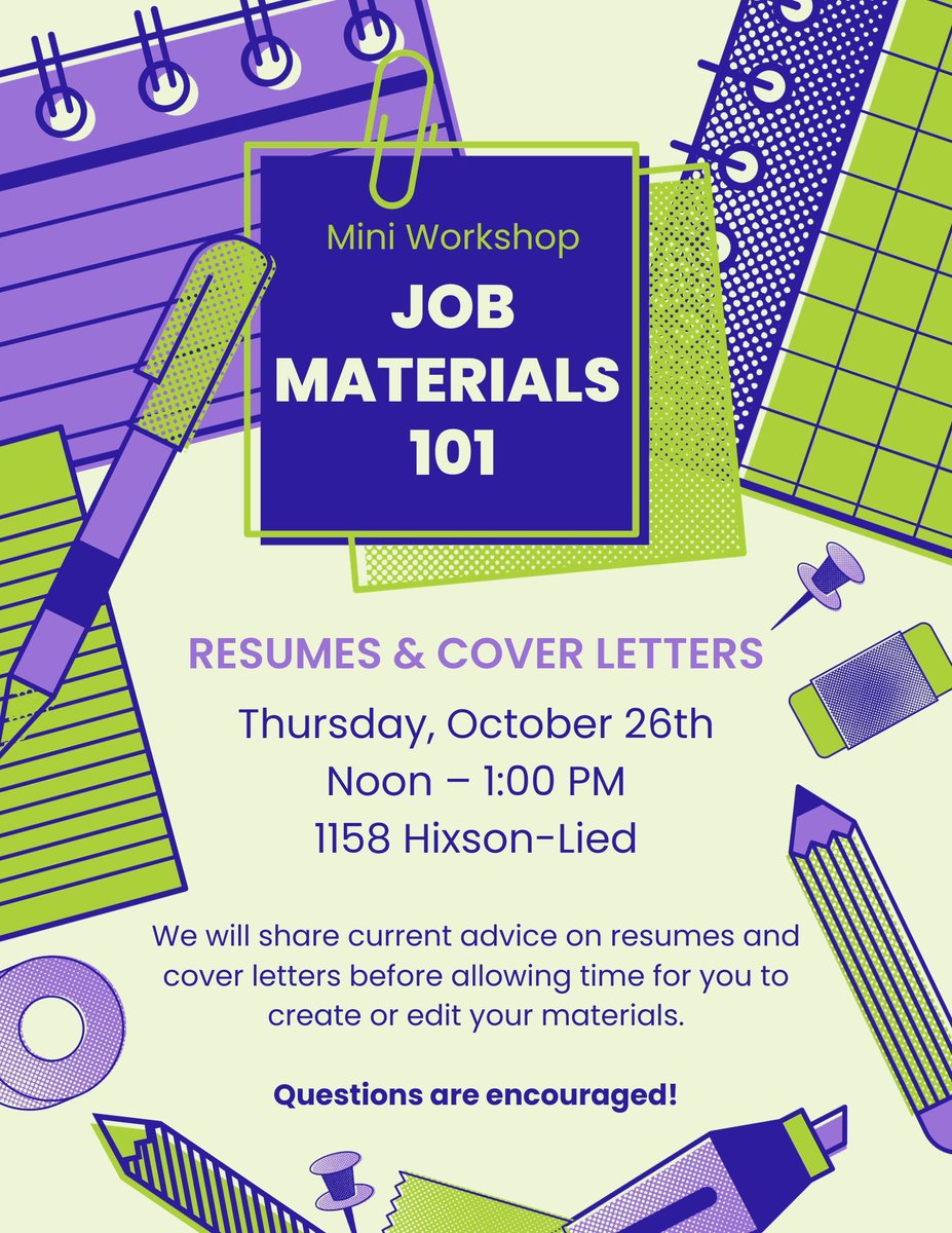 HixsonAwards's tweet photo. Join us this Thursday for a mini resume and cover letter workshop! 

All are welcome! Whether you are a freshman looking for internship advice or a senior wanting a fresh set of eyes to look over your resume before applying for post-graduation employment! https://t.co/jLEdTgMqwS