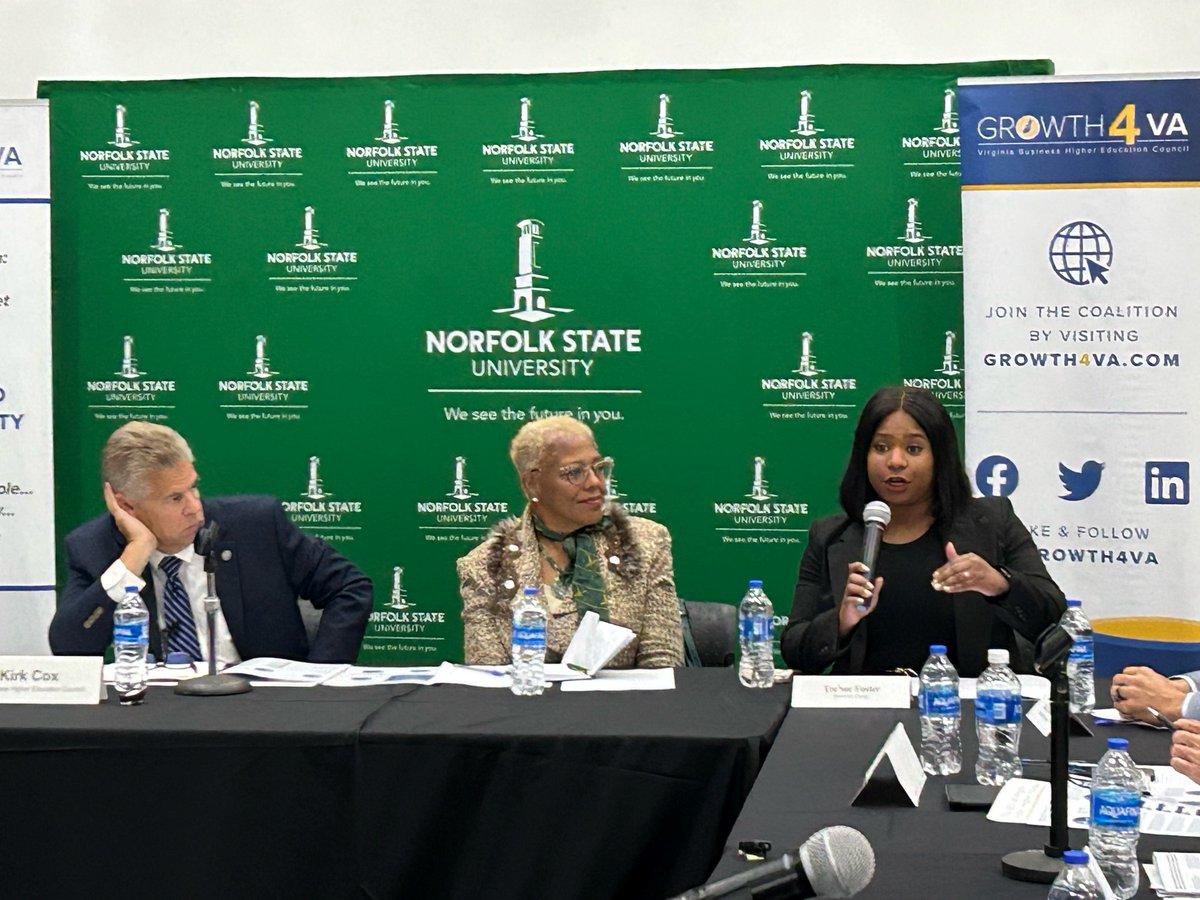 So proud of <a href="/DominionEnergy/">Dominion Energy</a> 's Tre’sor Foster participating in the VA Business Higher Education Council Roundtable today with <a href="/Norfolkstate/">Norfolk State University</a>'s Dr Adams-Gaston discussing her internship experience and ideas on how to help other students find internships that could lead to a career.