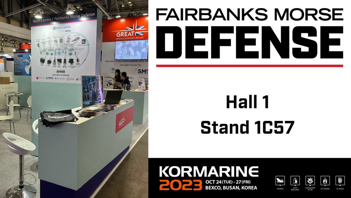 FairbanksMorse's tweet image. FMD will be onsite at #Kormarine 2023 next week. Stop by the Welin Lambie booth in the UK Pavilion in Hall 1 at Stand 1C57 to talk about our turnkey shipbuilding solutions.

#stackingthedecks #FMD #freedomoftheseas #Kormarine2023