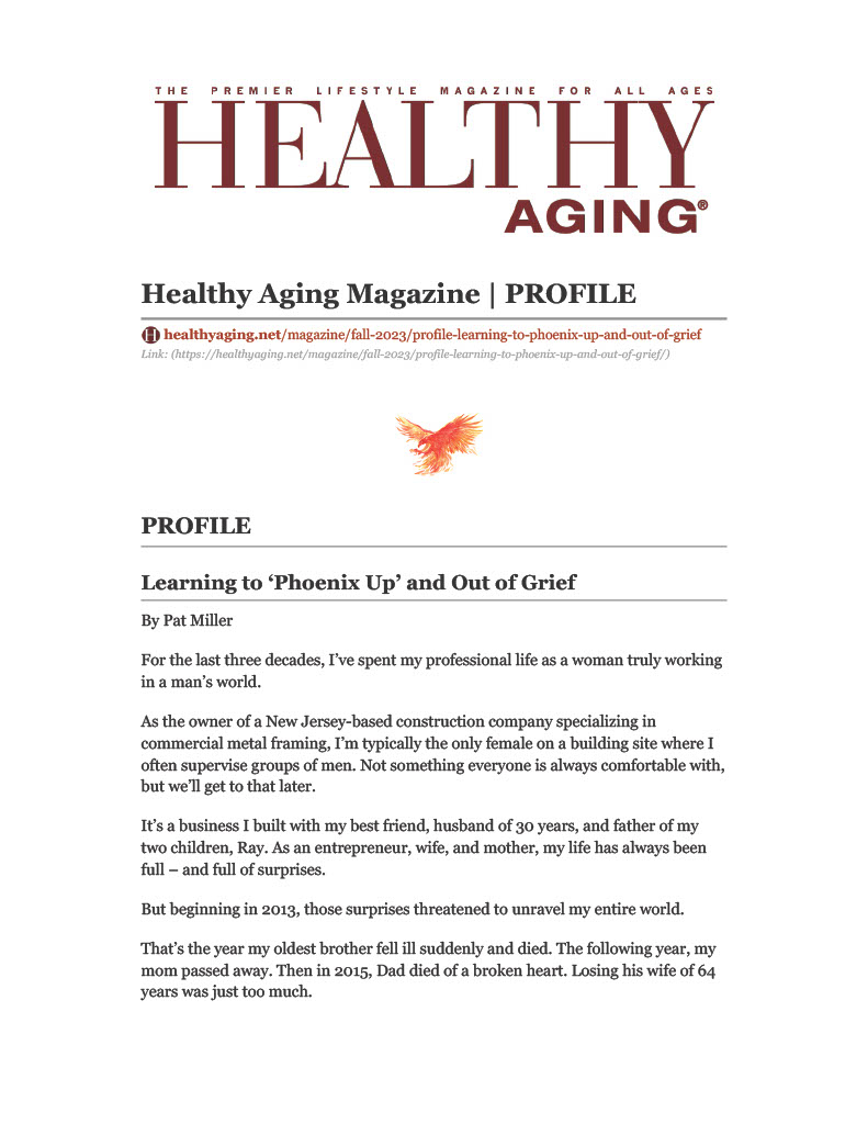 ThePatMiller11's tweet photo. So excited to share with everyone my article in @healthyagingnet me know what you think.  Love to hear from all of you.  
#TransformationTuesday #phoenixup #grief #gratitude #kickingkarmasass #strength #resilience #perseverance #humor #life https://t.co/rFVKxen8fm